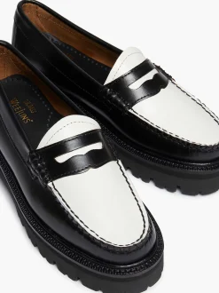 Clearance G.H.BASS Weejuns Super Lug Penny Loafers Black & White