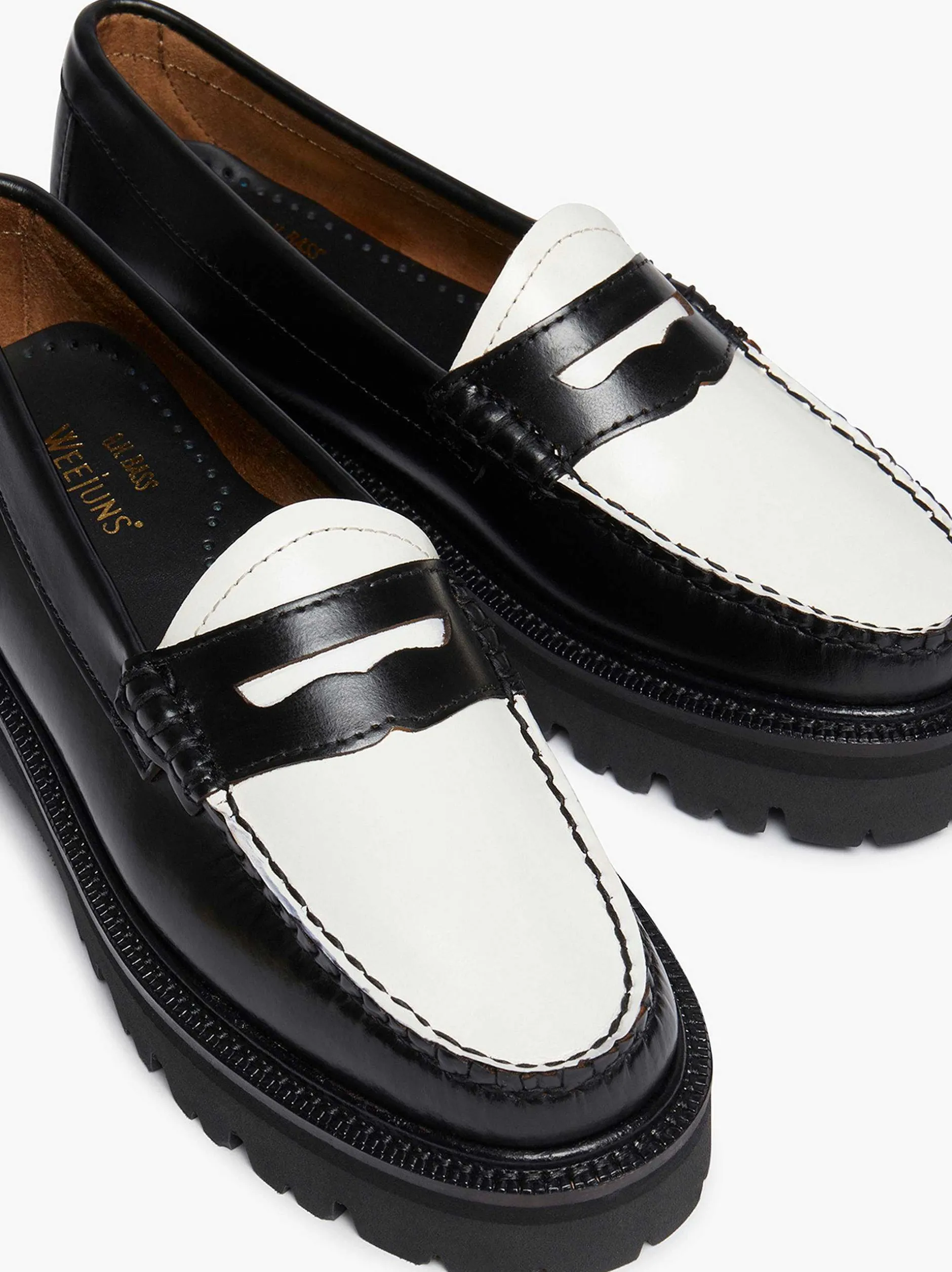 Clearance G.H.BASS Weejuns Super Lug Penny Loafers Black & White