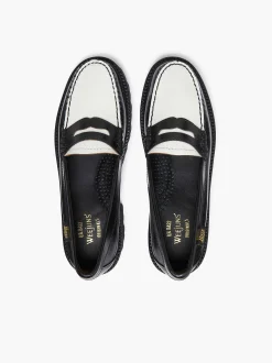Clearance G.H.BASS Weejuns Super Lug Penny Loafers Black & White