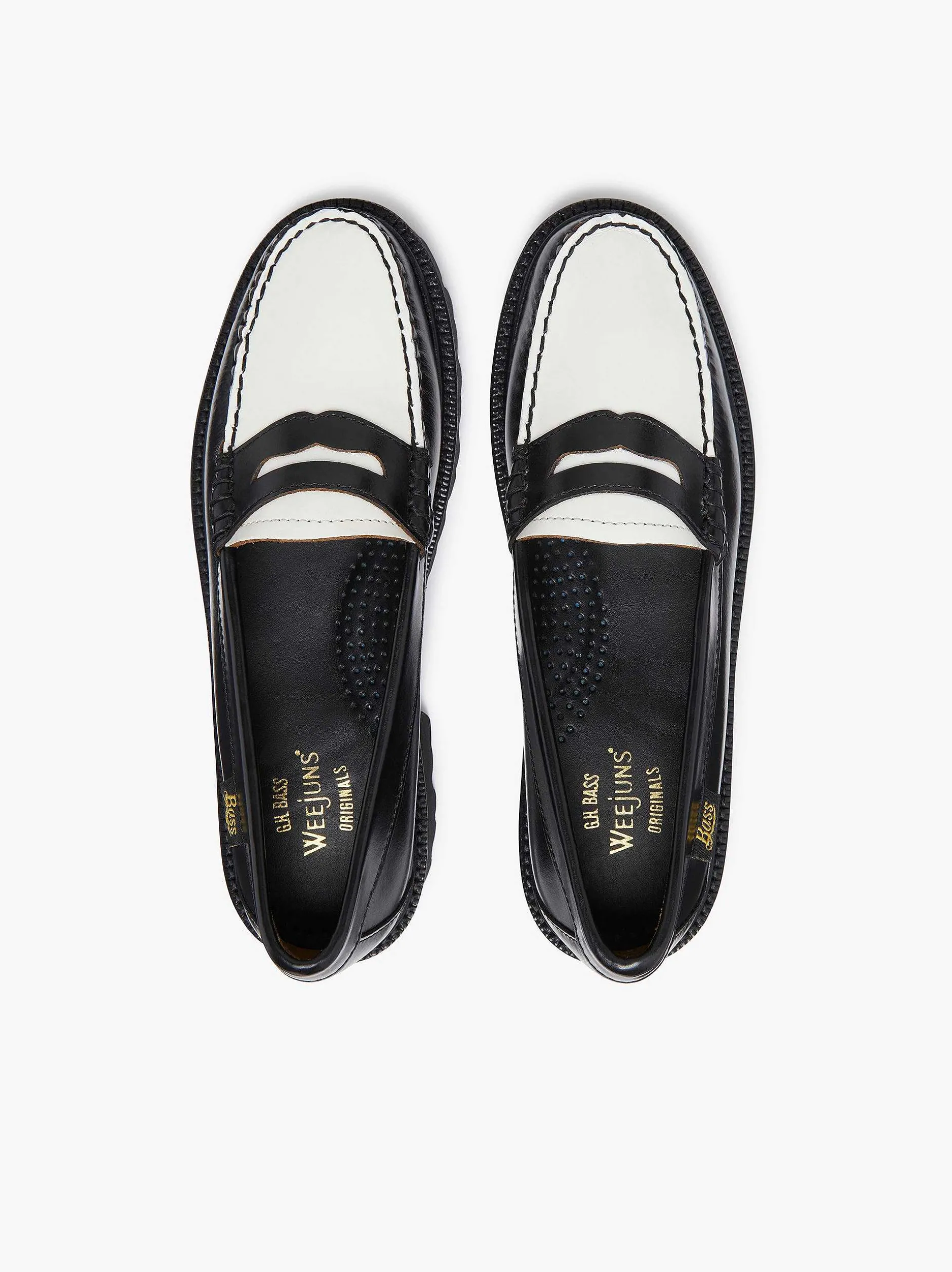 Clearance G.H.BASS Weejuns Super Lug Penny Loafers Black & White