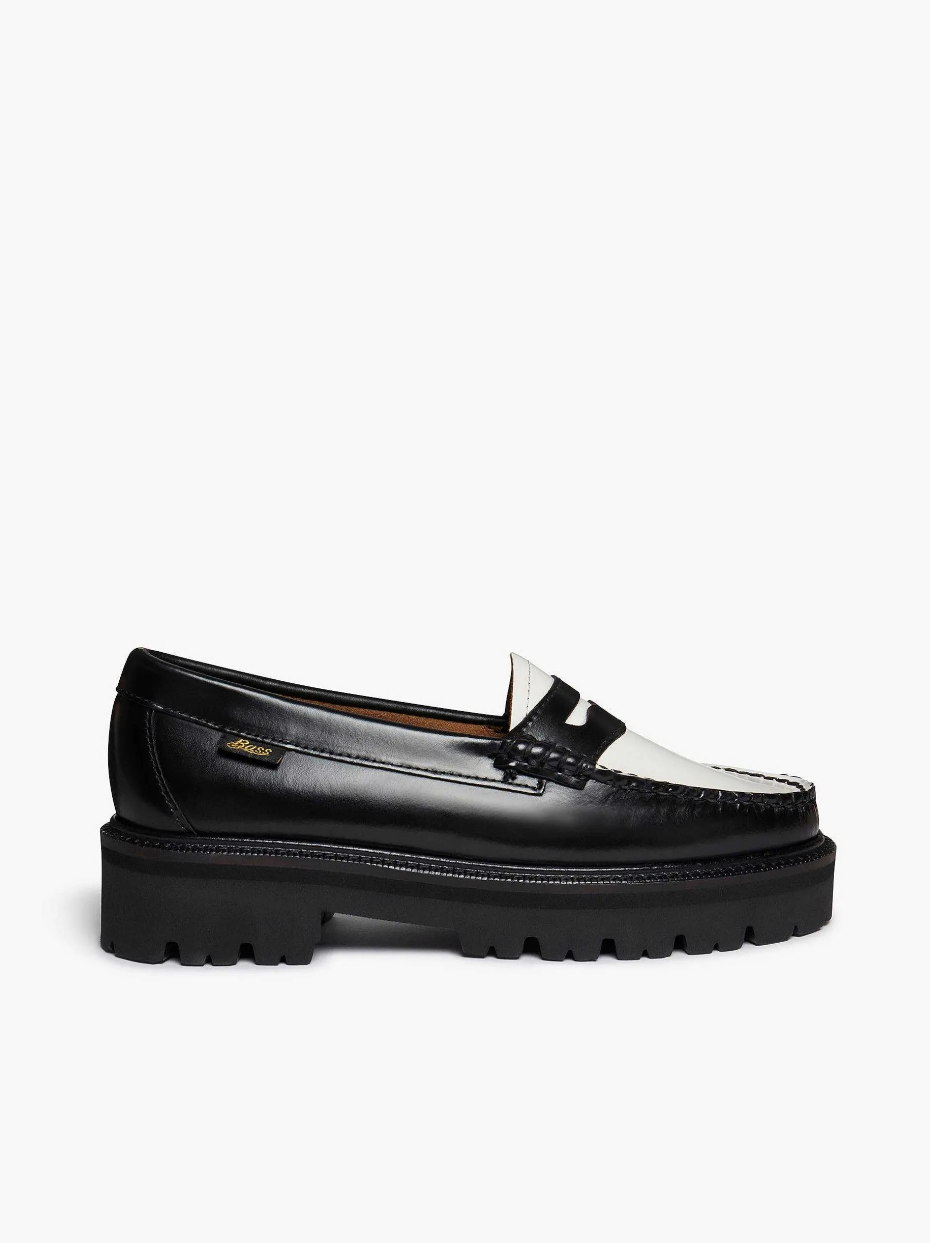 Clearance G.H.BASS Weejuns Super Lug Penny Loafers Black & White
