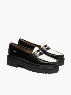 Clearance G.H.BASS Weejuns Super Lug Penny Loafers Black & White