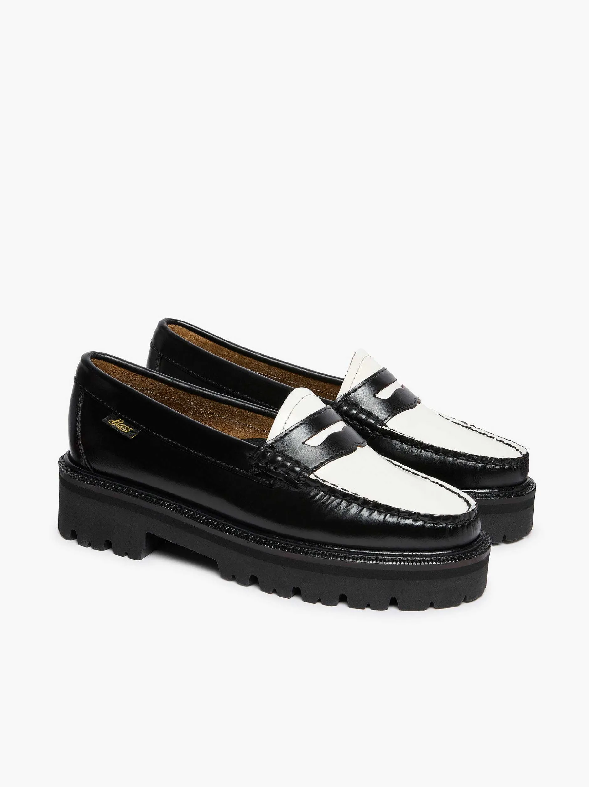 Clearance G.H.BASS Weejuns Super Lug Penny Loafers Black & White